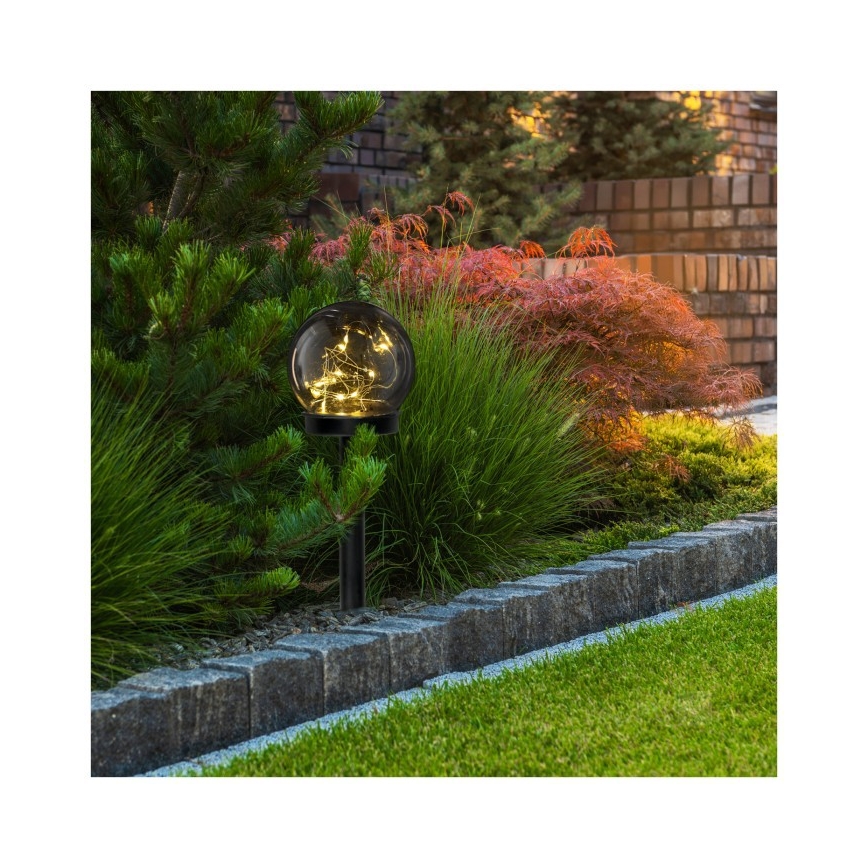 Lámpara solar LED GLEAM LED/1,2V 3000K IP44 40 mAh ahumado/negro