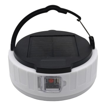 Lámpara solar LED recargable regulable con función power bank K3 LED/2W/5,5V 6500K IPX4 2400 mAh negro/blanco
