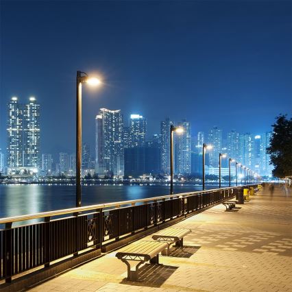 Lámpara solar LED regulable para exterior con sensor de movimiento y crepúsculo LED/12W/3,2V 6000K IP65 10000 mAh negra + mando a distancia