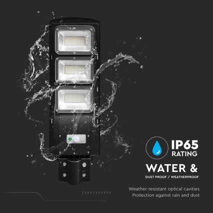 Lámpara solar LED regulable para exterior con sensor de movimiento y crepúsculo LED/12W/3,2V 6000K IP65 10000 mAh negra + mando a distancia