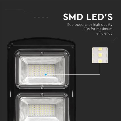 Lámpara solar LED regulable para exterior con sensor de movimiento y crepúsculo LED/12W/3,2V 6000K IP65 10000 mAh negra + mando a distancia