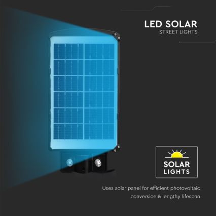 Lámpara solar LED regulable para exteriores con sensor de movimiento y crepúsculo LED/6W/3,2V 6000K IP65 5000 mAh negra + mando a distancia