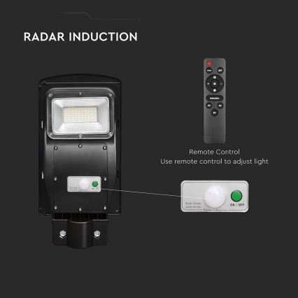 Lámpara solar LED regulable para exteriores con sensor de movimiento y crepúsculo LED/6W/3,2V 6000K IP65 5000 mAh negra + mando a distancia