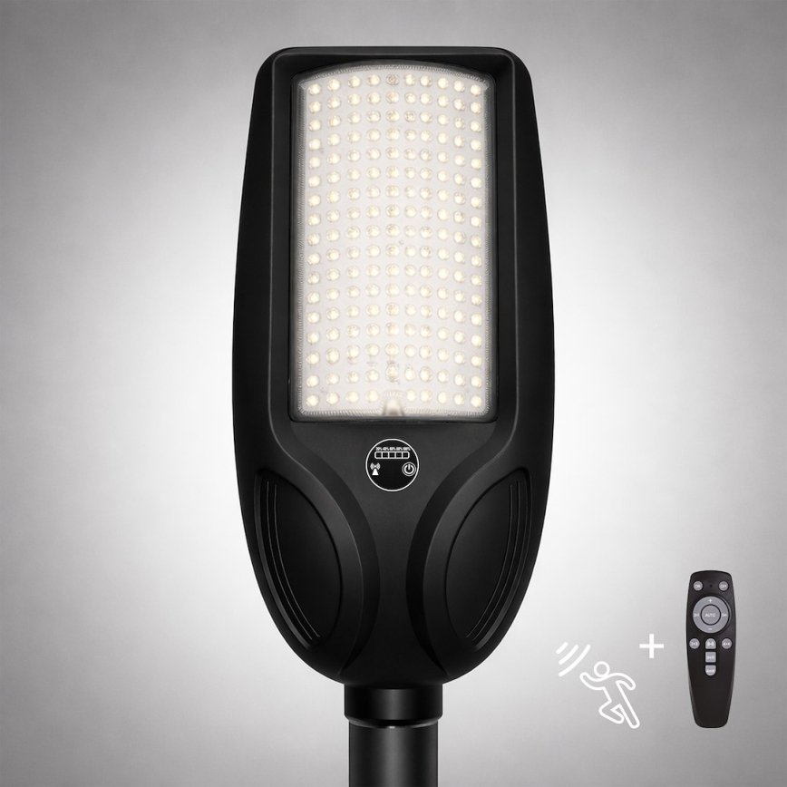 Farola solar LED regulable con sensor VENICE LED/200W/3,2V 12000 mAh IP65 negra + mando a distancia