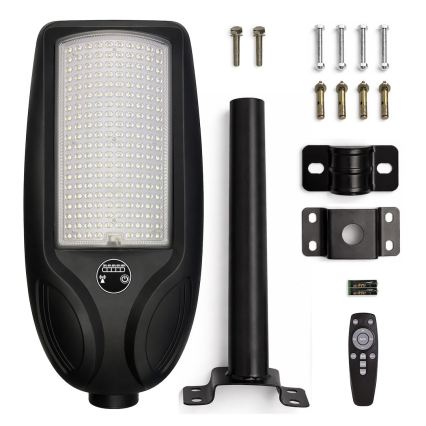 Farola solar LED regulable con sensor VENICE LED/200W/3,2V 12000 mAh IP65 negra + mando a distancia