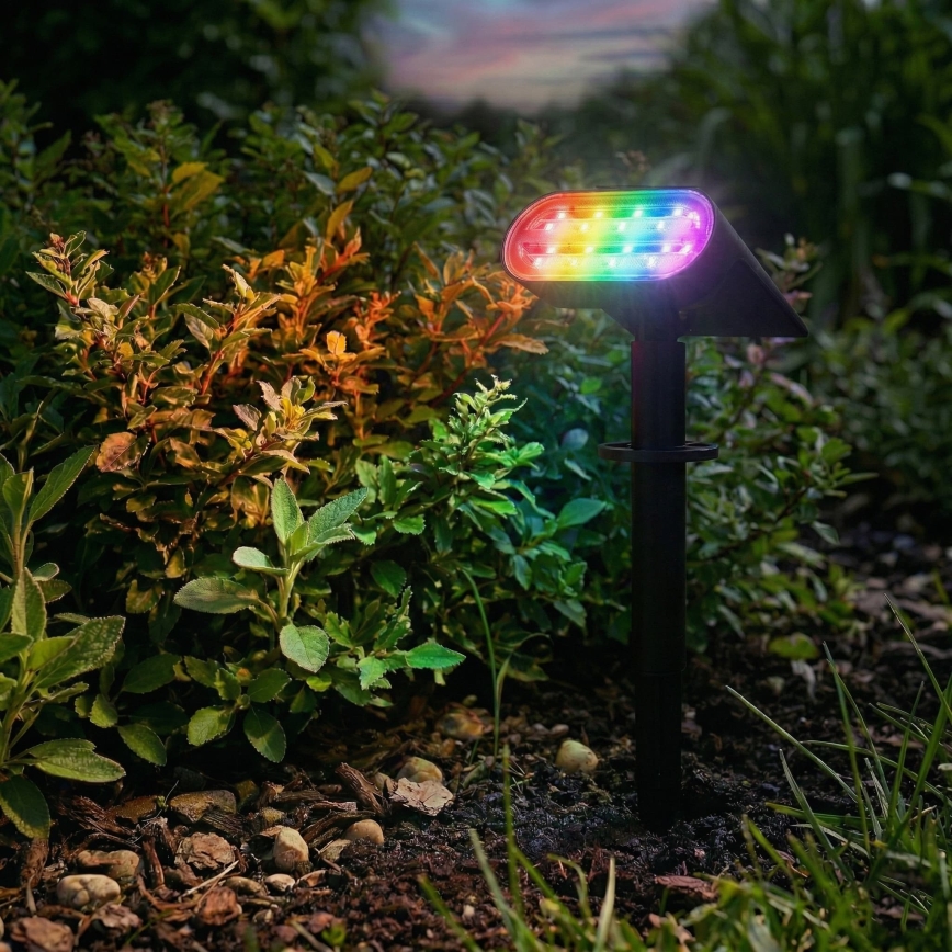 Lámpara solar LED RGB 2 en 1 LED/3,7V 1200 mAh IP54 negra