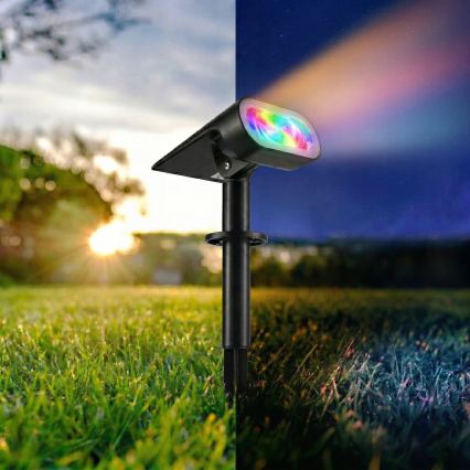 Lámpara solar LED RGB 2 en 1 LED/3,7V 1200 mAh IP54 negra
