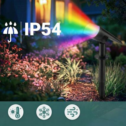Lámpara solar LED RGB 2 en 1 LED/3,7V 1200 mAh IP54 negra