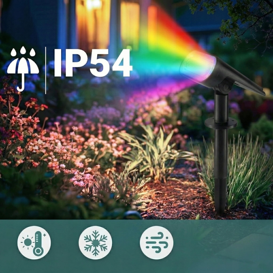 Lámpara solar LED RGB 2 en 1 LED/3,7V 1200 mAh IP54 negra