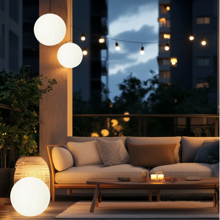 Lámpara solar LED RGB regulable GARDEN BALL LED/5W/3,7V 3000K IP54 2200 mAh d. 30 cm + mando a distancia