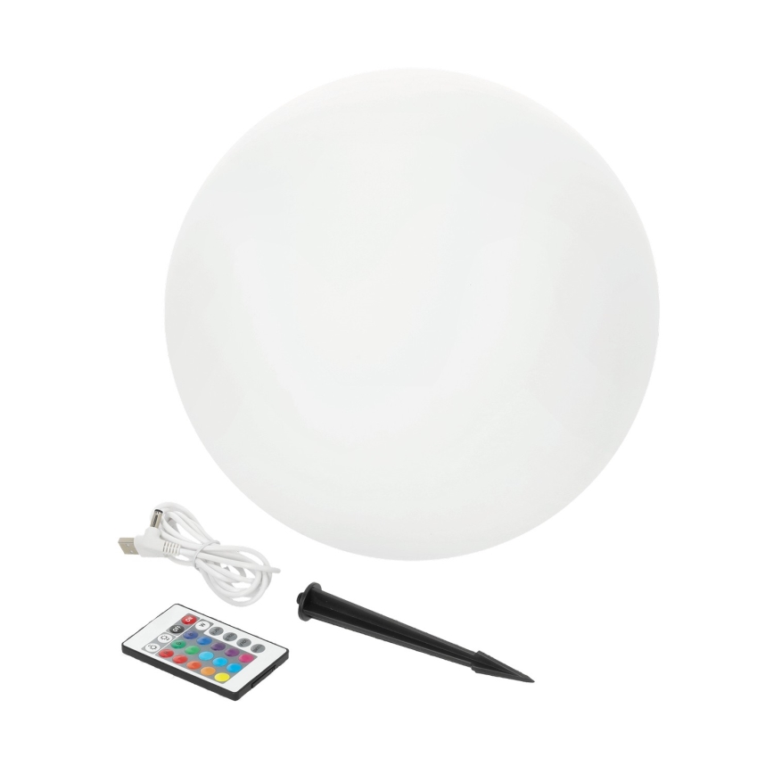 Lámpara solar LED RGBW regulable GARDEN BALL LED/5W/3,7V 3000K IP54 2200 mAh Ø 30 cm + mando a distancia