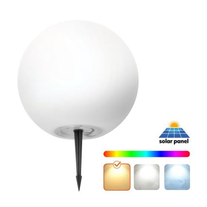 Lámpara solar LED RGBW regulable GARDEN BALL LED/5W/3,7V 3000K IP54 2200 mAh Ø 40 cm + mando a distancia