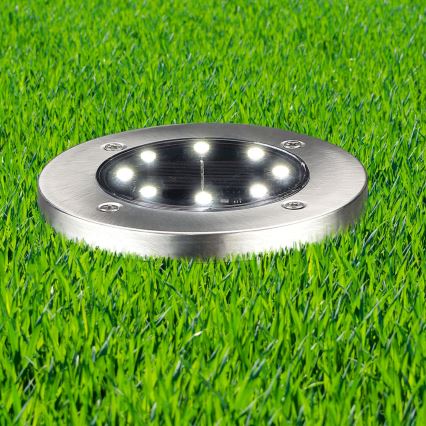Lámpara solar LED SOLLY 1,2 V, 6500 K, Ø 11,5 cm, 300 mAh, IP44, acabado cromado
