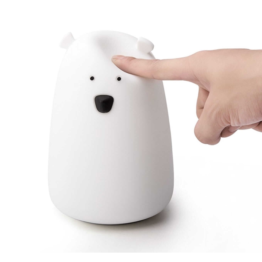 Lámpara táctil Infantil LED RGB BEAR LED/0,8W/5V blanco + USB