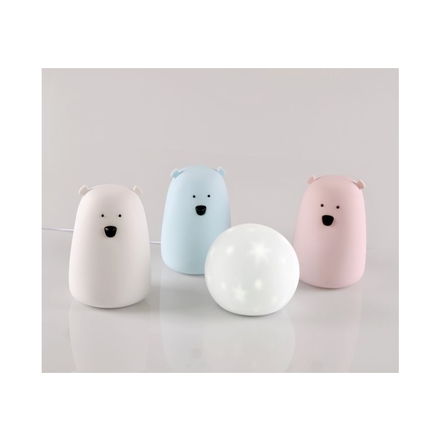 Lámpara táctil Infantil LED RGB BEAR LED/0,8W/5V blanco + USB