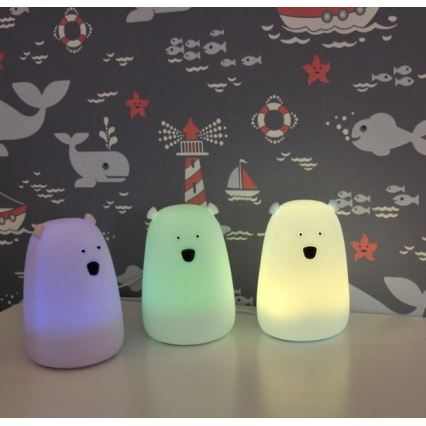 Lámpara táctil Infantil LED RGB BEAR LED/0,8W/5V rosa + USB