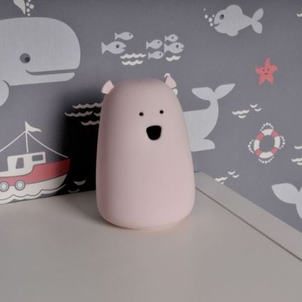 Lámpara táctil Infantil LED RGB BEAR LED/0,8W/5V rosa + USB