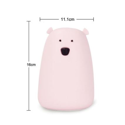 Lámpara táctil Infantil LED RGB BEAR LED/0,8W/5V rosa + USB