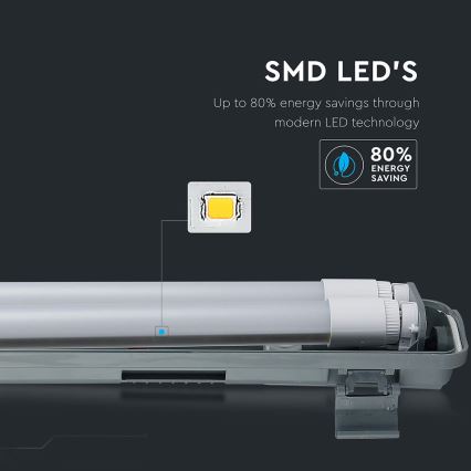 Lámpara técnica LED fluorescente T8 2xG13/22W/230V IP65 6400K 156 cm