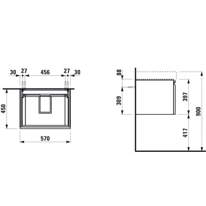 LAUFEN H4833720964791 - Mueble para lavabo PRO 57 cm roble