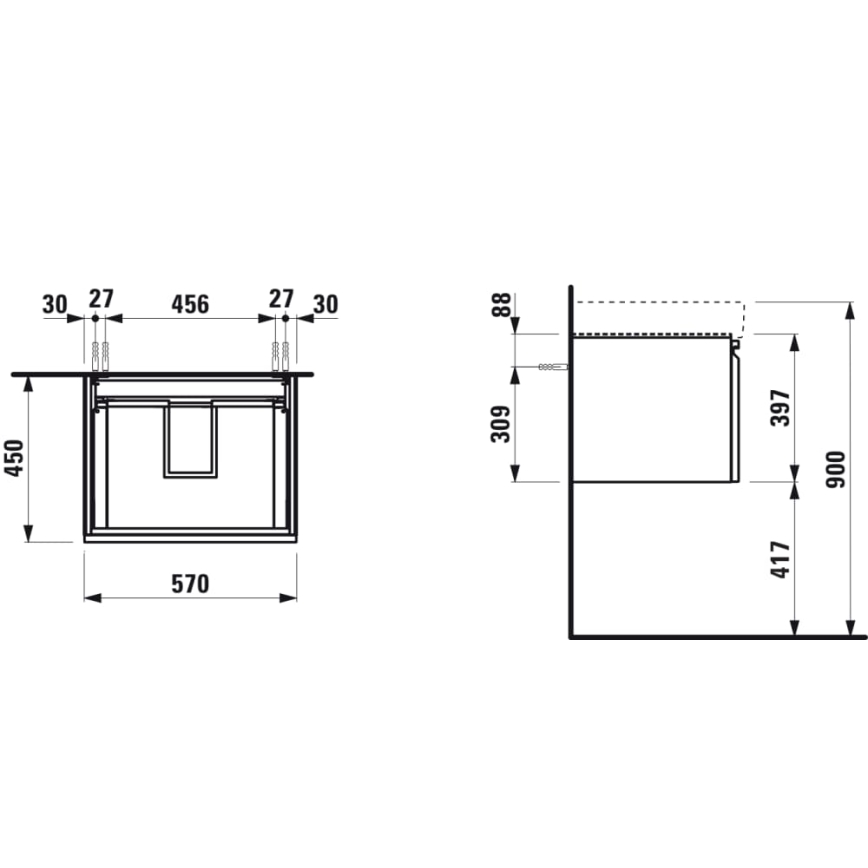 LAUFEN H4833720964791 - Mueble para lavabo PRO 57 cm roble