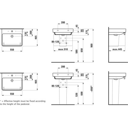 LAUFEN H8109620001041 - Lavabo de encimera/colgante PRO 55x46,5 cm cerámica/blanco