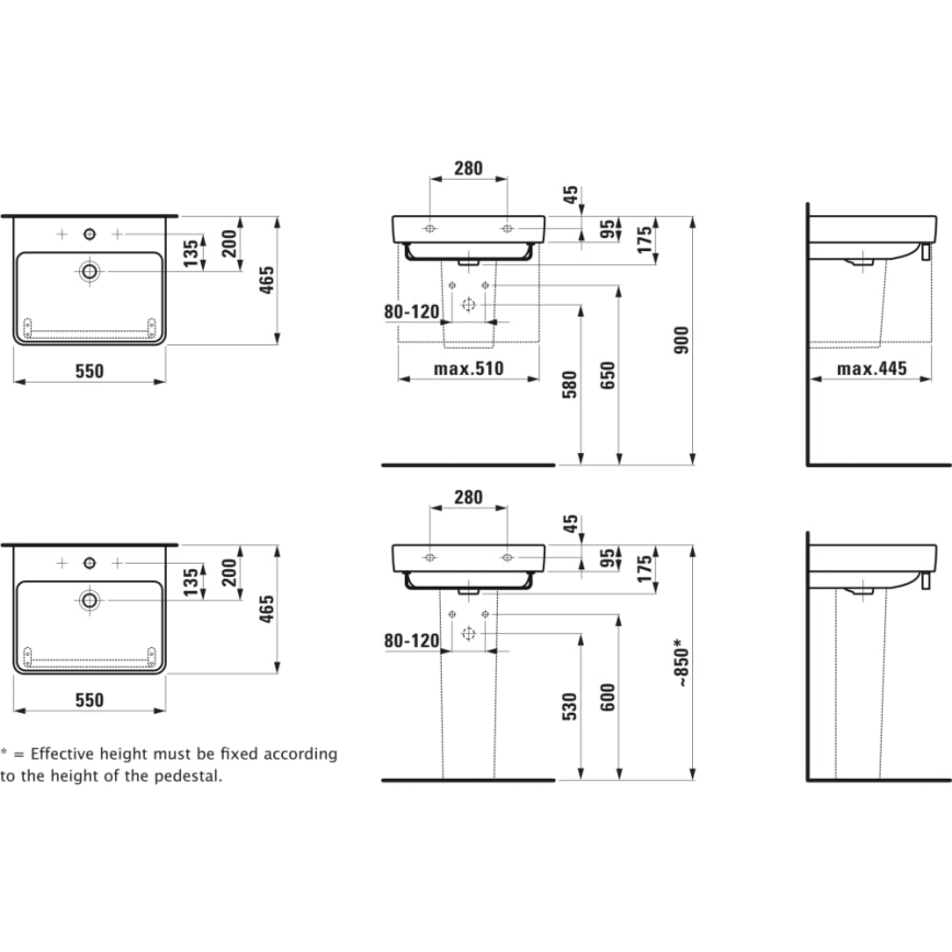 LAUFEN H8109620001041 - Lavabo de encimera/colgante PRO 55x46,5 cm cerámica/blanco