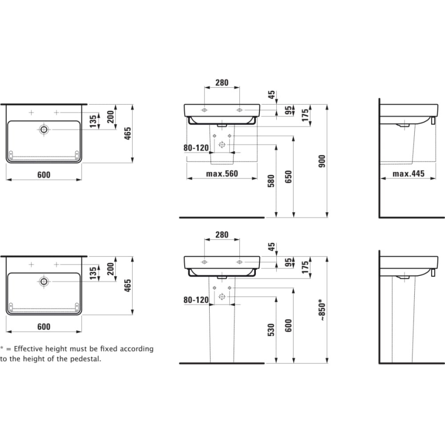 LAUFEN H8109630001091 - Lavabo para encimera/colgante PRO 60x46,5 cm cerámica/blanco