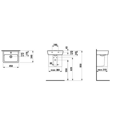 LAUFEN H8119510001041 - Lavabo para encimera/suspendido PRO 45x34 cm cerámica/blanco