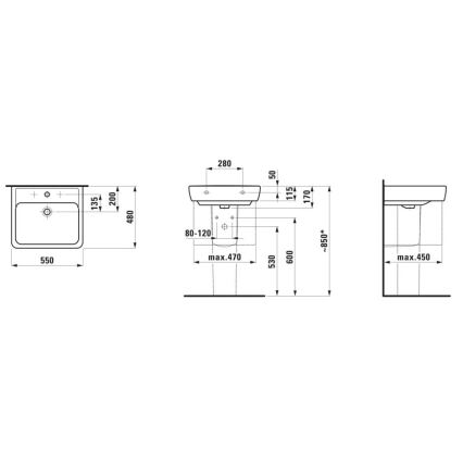 LAUFEN H8189510001041 - Lavabo para encimera/colgante PRO 55x48 cm cerámica/blanco