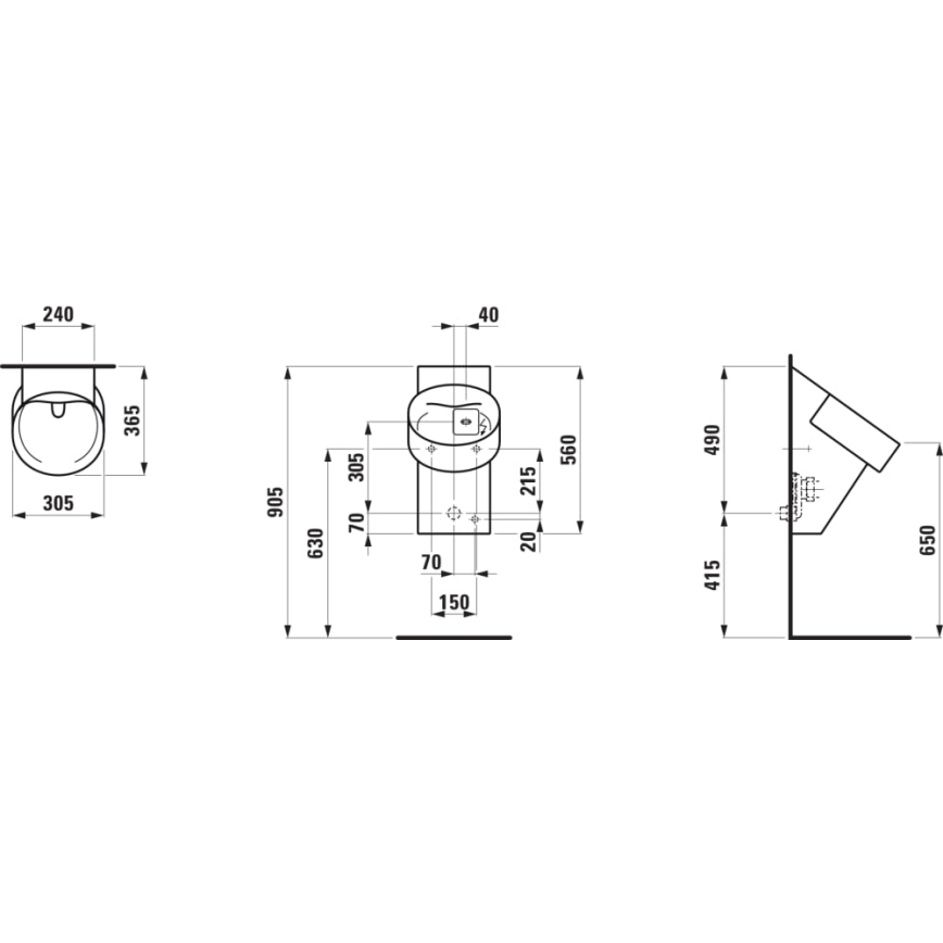 LAUFEN H8402860200001 - Urinario con sensor VAL 230V, entrada trasera, desagüe trasero, cerámica/negro brillante