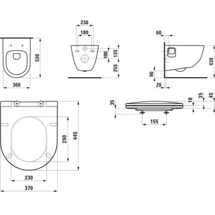 LAUFEN H8669540000001 - Inodoro suspendido PRO cerámica/blanco + asiento SoftClose PRO duroplástico/blanco