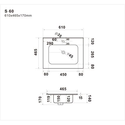Lavabo empotrado LILLESNAD 61x46 cm cerámica blanca