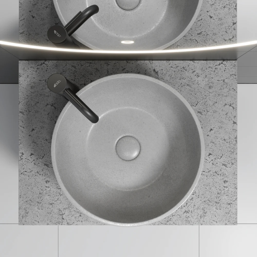 Lavabo sobre encimera BERGEN Ø 39 cm hormigón/gris