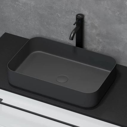 Lavabo sobre encimera LJORDAL 52x34 cm acero/negro