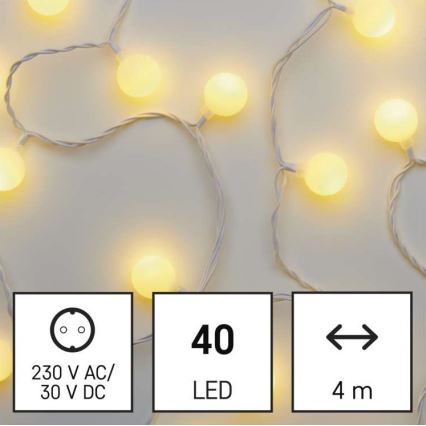 LED Cadena de luces navideña para exterior 40xLED/9m IP44 blanco cálido
