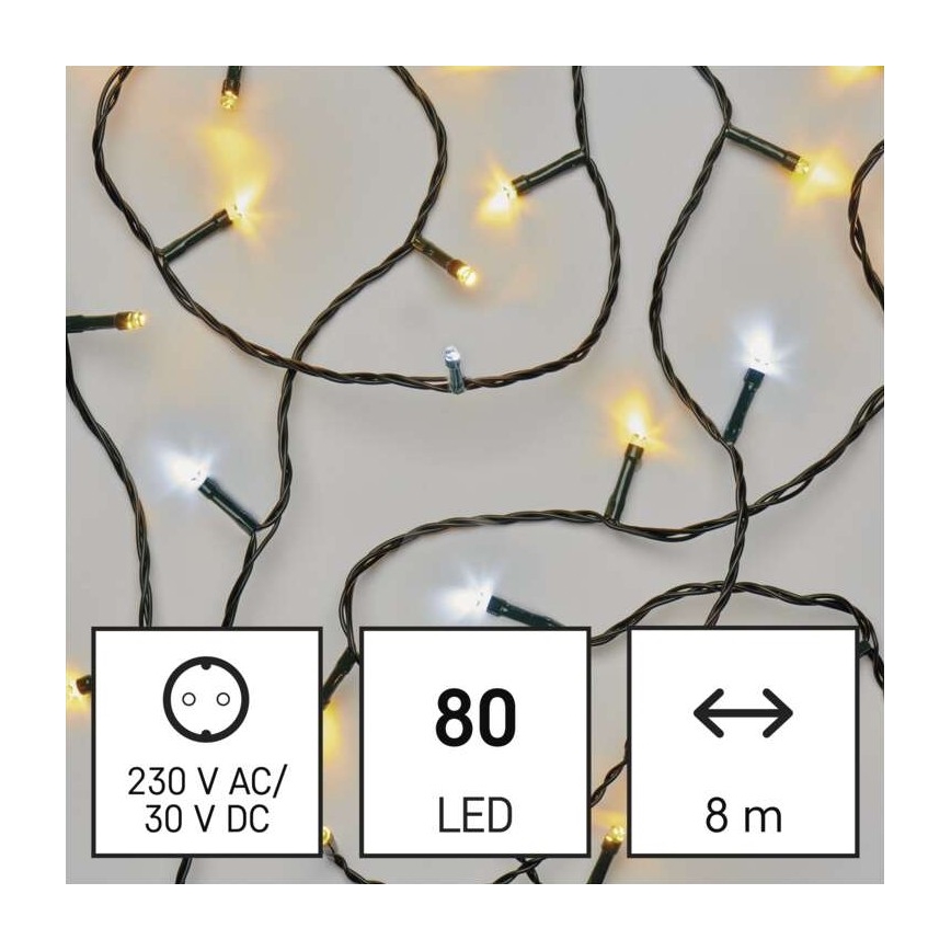 LED Cadena de luces navideña para exterior 80xLED/13m IP44 blanco cálido/frío