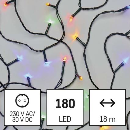 LED Cadena luminosa navideña para exterior 180xLED/23m IP44 multicolor