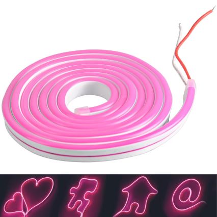 LED Cinta NEON 5 m LED/27W/12V IP65 rosa