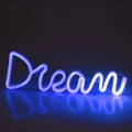 LED Decoración de pared de neón DREAM LED/3W/3xAA USB azul
