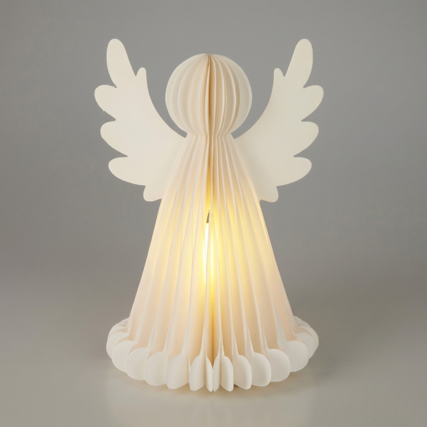 LED decoración navideña 12xLED/3xAA 38 cm blanco cálido ángel