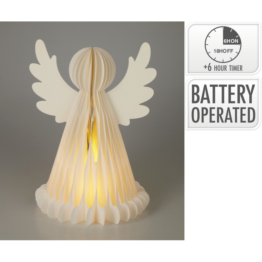 LED decoración navideña 12xLED/3xAA 38 cm blanco cálido ángel
