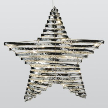 LED decoración navideña 30xLED/3xAA 40 cm estrella blanco cálido/plateada