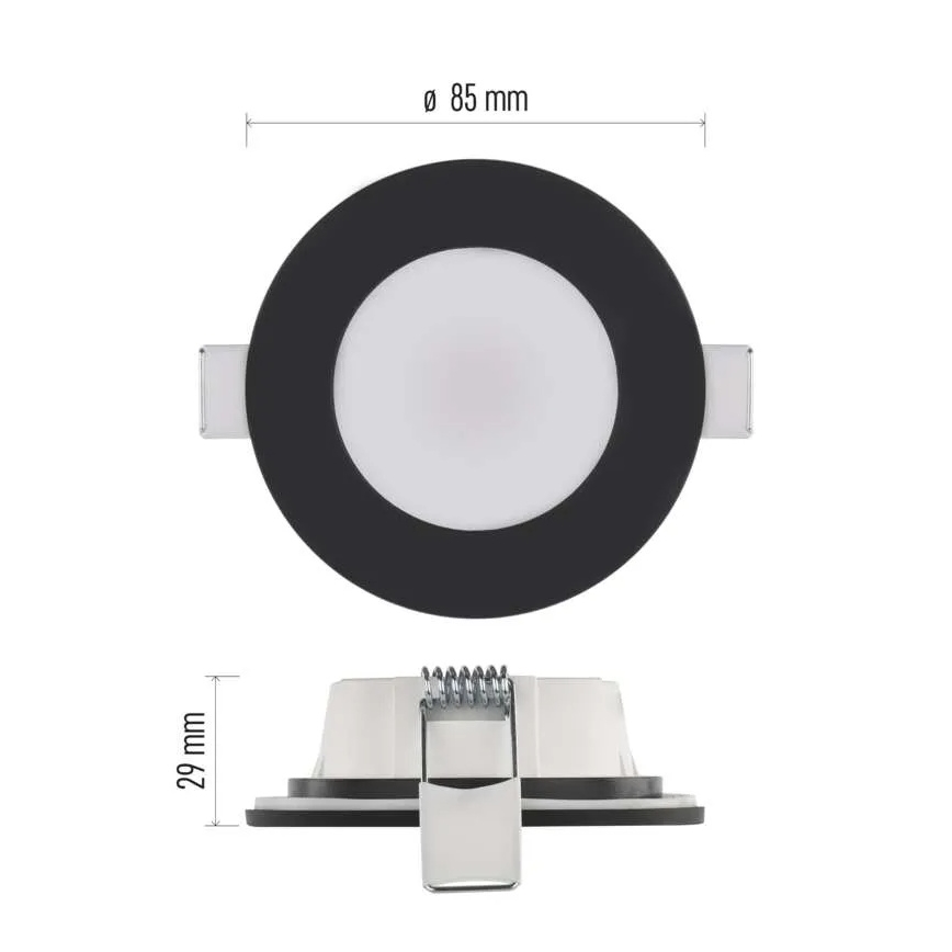 Lámpara empotrada LED para baño LORI LED/4,5W/230V IP65 2700/4000K Ø 8,5 cm negra