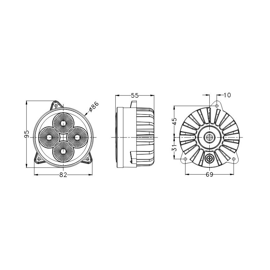 LED Foco para tractor BLACK LED/20W/10-30V IP69 5700K redondeado