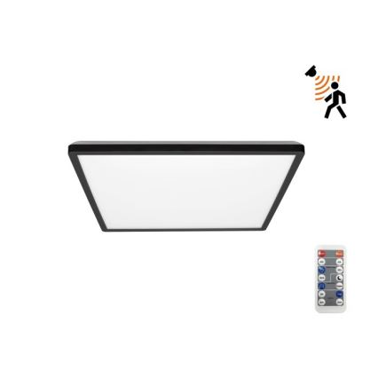Lámpara LED para baño con sensor de movimiento y crepúsculo NIVERA LED/12W/230V IP54 3000/4000/6000K 22,5x22,5 cm negra + mando a distancia
