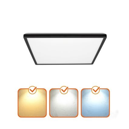 Lámpara LED para baño con sensor de movimiento y crepúsculo NIVERA LED/12W/230V IP54 3000/4000/6000K 22,5x22,5 cm negra + mando a distancia