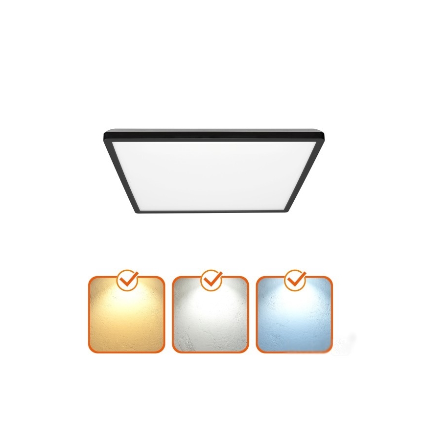 Lámpara LED para baño con sensor de movimiento y crepúsculo NIVERA LED/12W/230V IP54 3000/4000/6000K 22,5x22,5 cm negra + mando a distancia