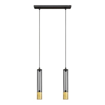 LED Lámpara colgante BARS 2xGU10/4,8W/230V negro/dorado