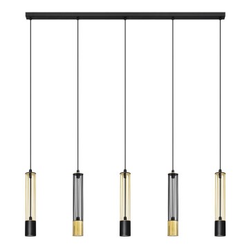 LED Lámpara colgante BARS 5xGU10/4,8W/230V negro/dorado